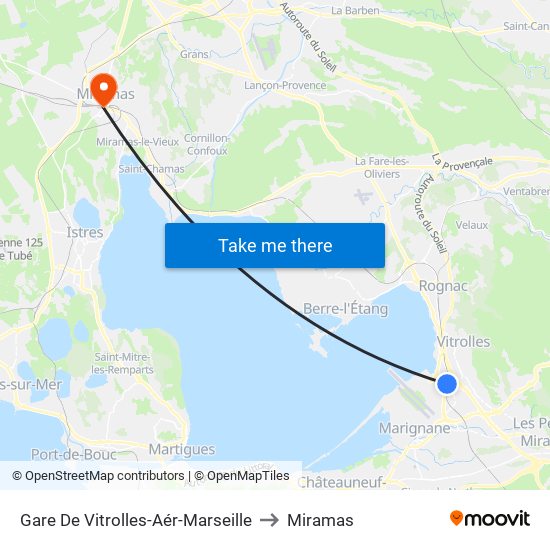 Gare De Vitrolles-Aér-Marseille to Miramas map