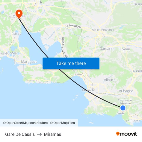 Gare De Cassis to Miramas map