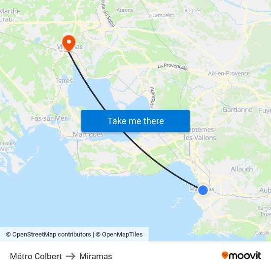 Métro Colbert to Miramas map