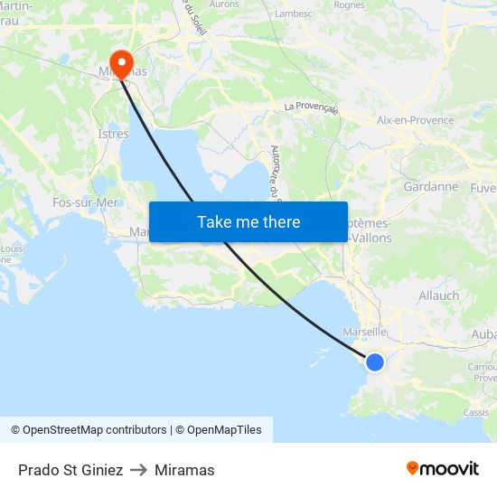 Prado St Giniez to Miramas map