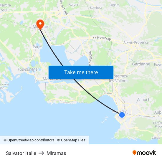 Salvator Italie to Miramas map