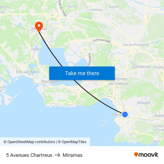 5 Avenues Chartreux to Miramas map