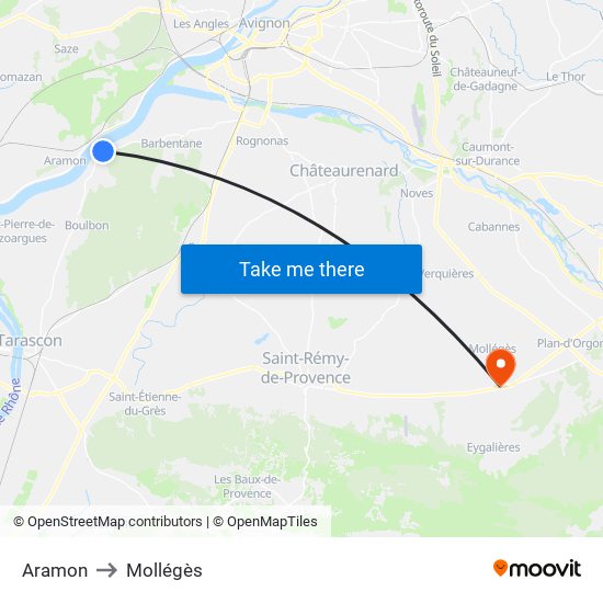 Aramon to Mollégès map