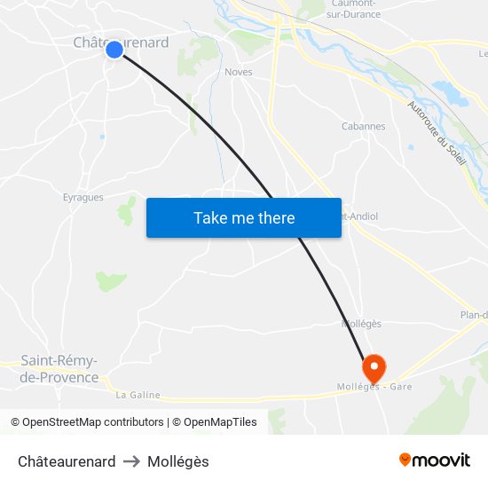 Châteaurenard to Mollégès map