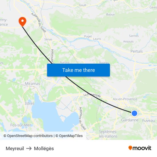 Meyreuil to Mollégès map