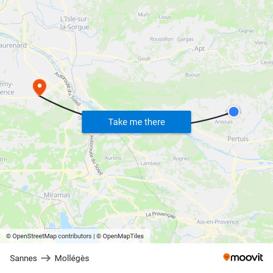 Sannes to Mollégès map