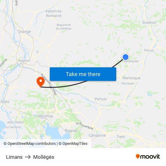 Limans to Mollégès map