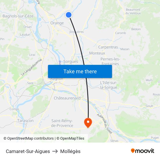 Camaret-Sur-Aigues to Mollégès map