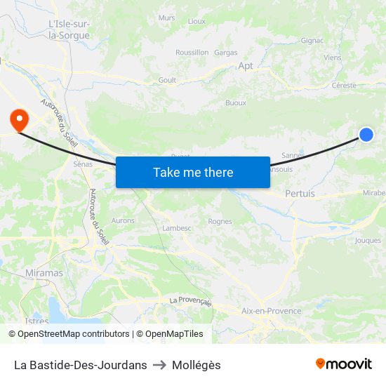 La Bastide-Des-Jourdans to Mollégès map