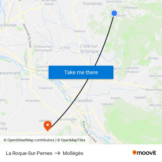 La Roque-Sur-Pernes to Mollégès map