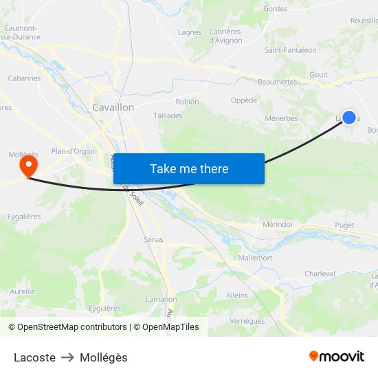Lacoste to Mollégès map