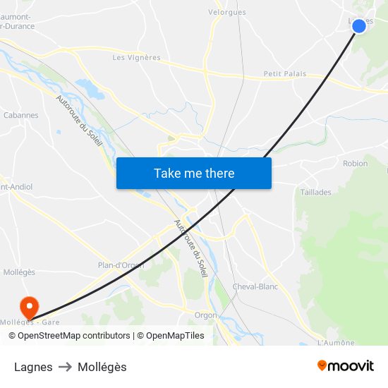 Lagnes to Mollégès map