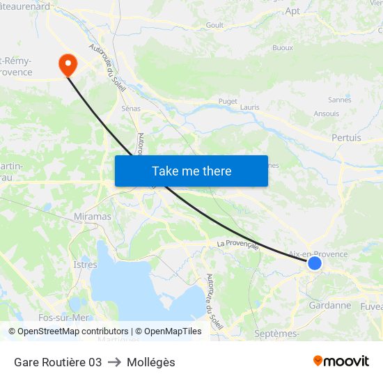 Gare Routière 03 to Mollégès map