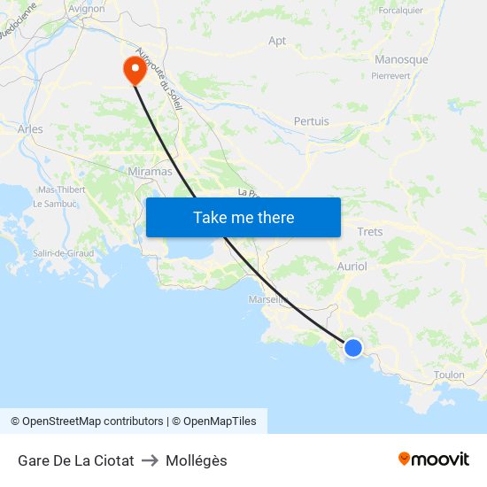 Gare De La Ciotat to Mollégès map