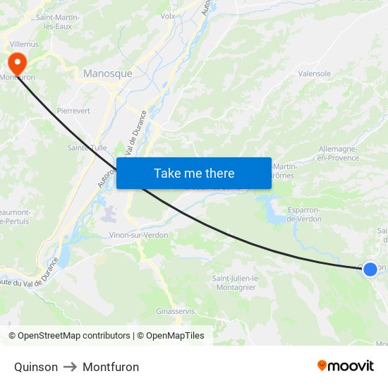 Quinson to Montfuron map