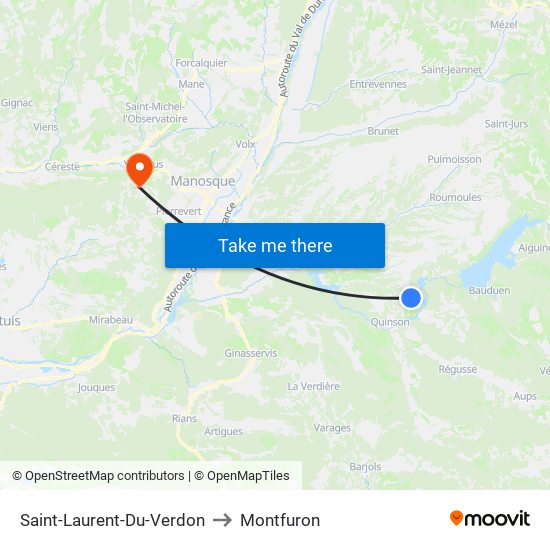 Saint-Laurent-Du-Verdon to Montfuron map