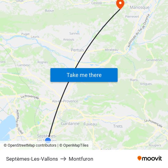 Septèmes-Les-Vallons to Montfuron map