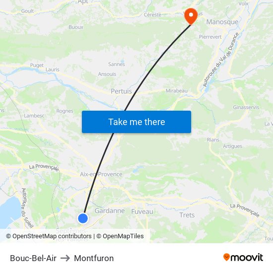 Bouc-Bel-Air to Montfuron map