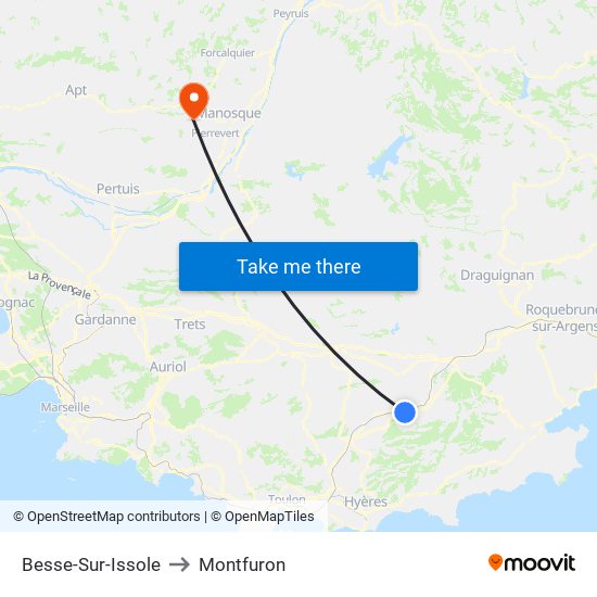 Besse-Sur-Issole to Montfuron map