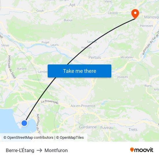 Berre-L'Étang to Montfuron map