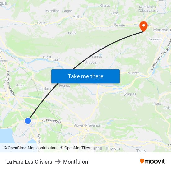 La Fare-Les-Oliviers to Montfuron map