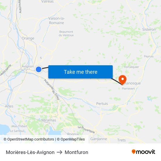 Morières-Lès-Avignon to Montfuron map