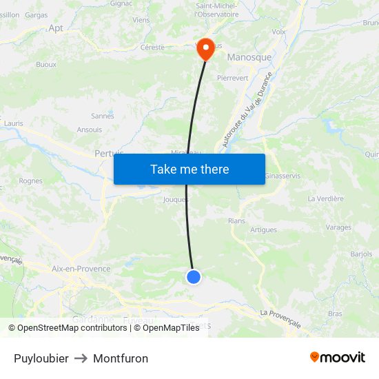 Puyloubier to Montfuron map