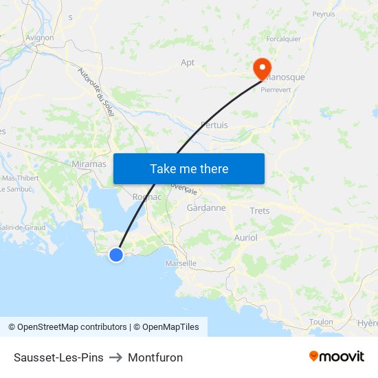 Sausset-Les-Pins to Montfuron map