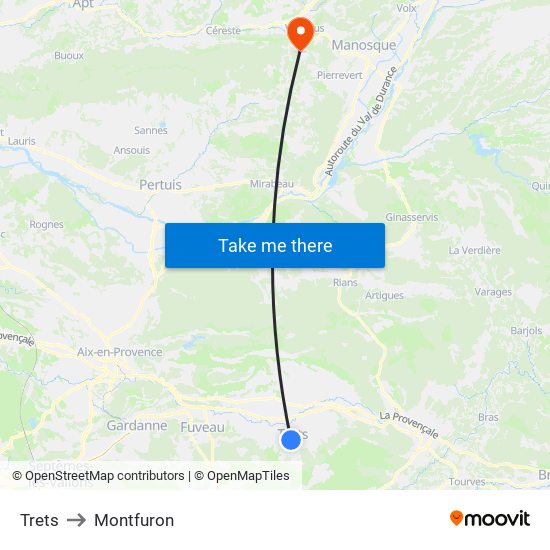 Trets to Montfuron map