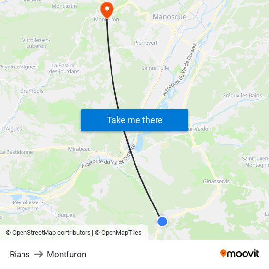 Rians to Montfuron map