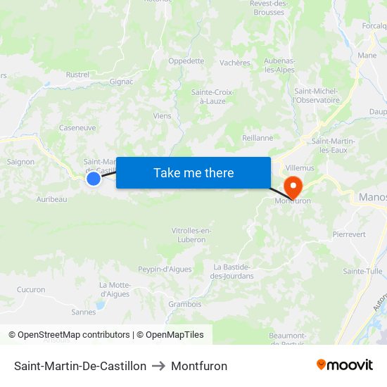 Saint-Martin-De-Castillon to Montfuron map
