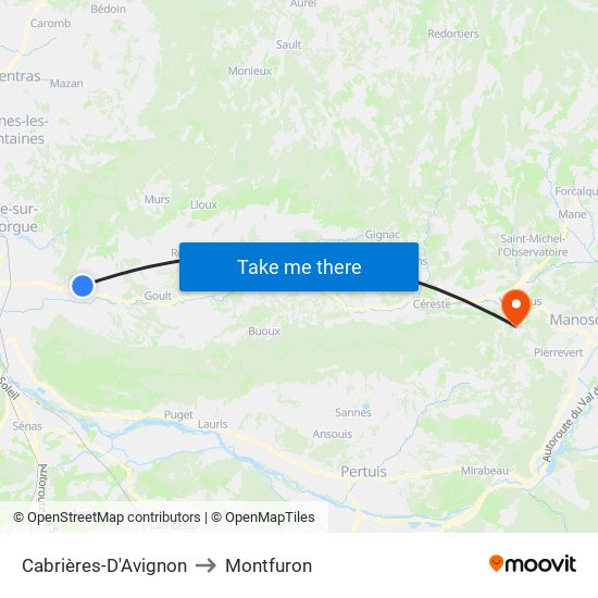 Cabrières-D'Avignon to Montfuron map