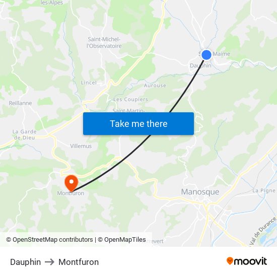 Dauphin to Montfuron map