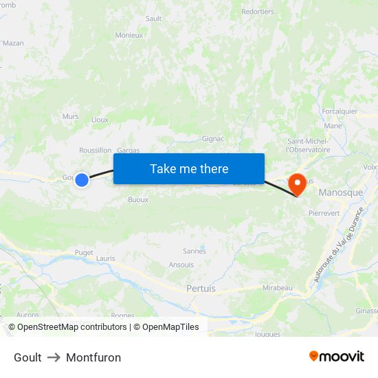 Goult to Montfuron map