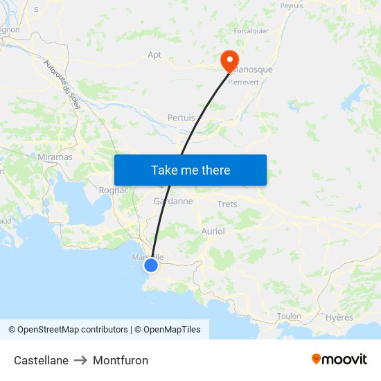 Castellane to Montfuron map