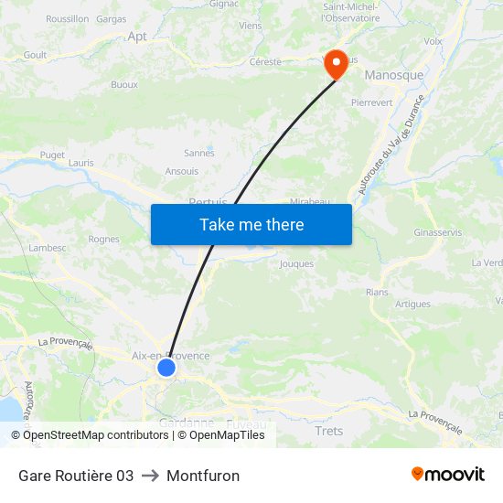 Gare Routière 03 to Montfuron map