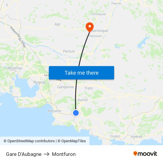 Gare D'Aubagne to Montfuron map