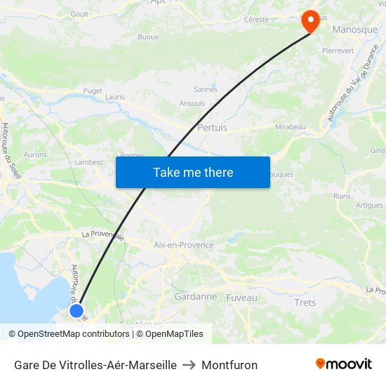 Gare De Vitrolles-Aér-Marseille to Montfuron map