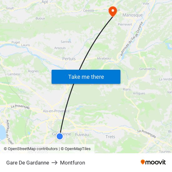 Gare De Gardanne to Montfuron map