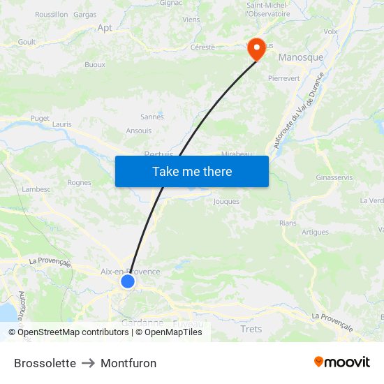 Brossolette to Montfuron map