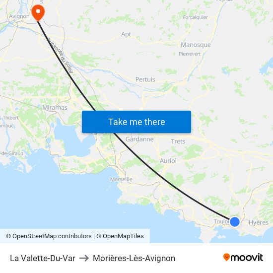 La Valette-Du-Var to Morières-Lès-Avignon map