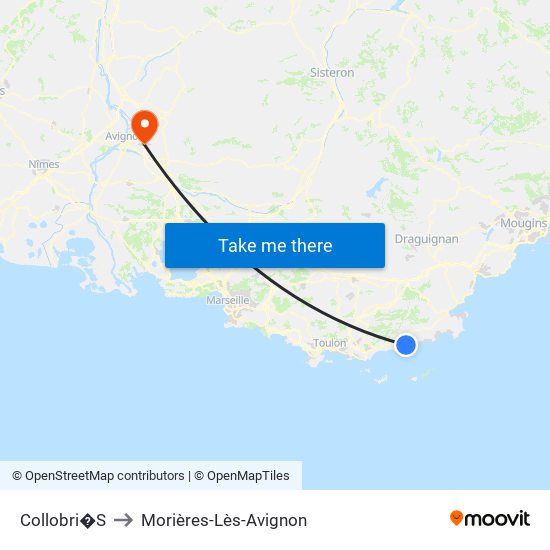 Collobri�S to Morières-Lès-Avignon map