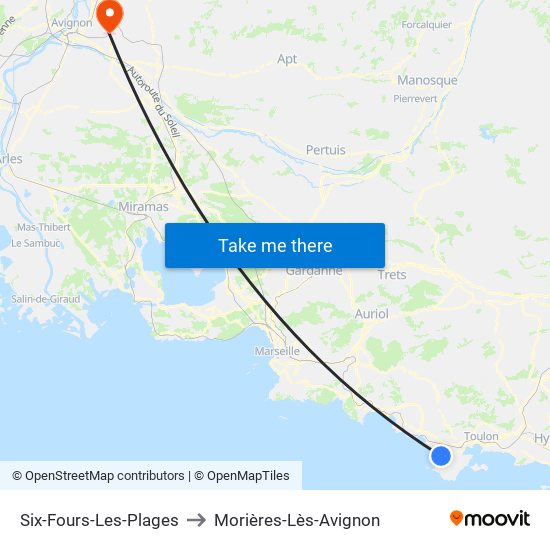 Six-Fours-Les-Plages to Morières-Lès-Avignon map