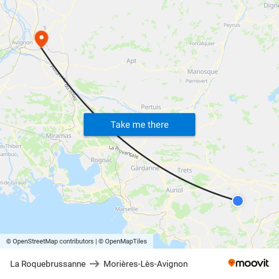 La Roquebrussanne to Morières-Lès-Avignon map