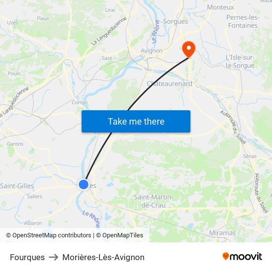 Fourques to Morières-Lès-Avignon map