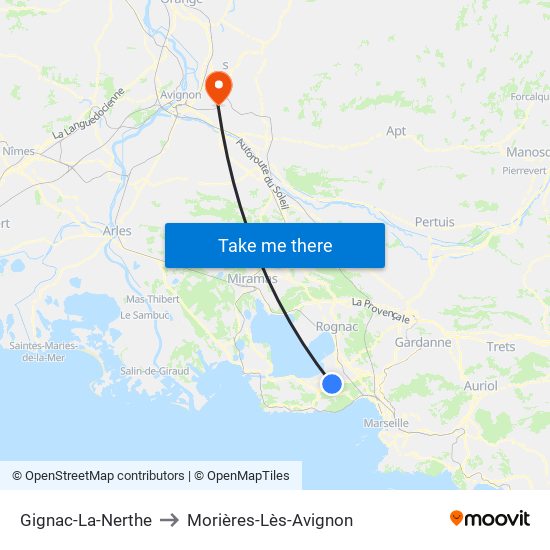 Gignac-La-Nerthe to Morières-Lès-Avignon map