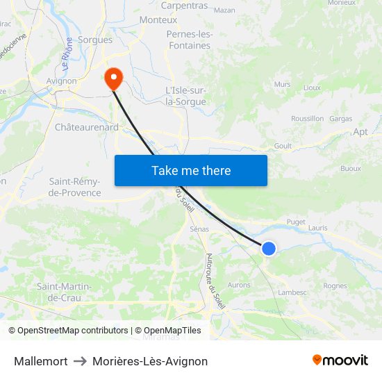 Mallemort to Morières-Lès-Avignon map