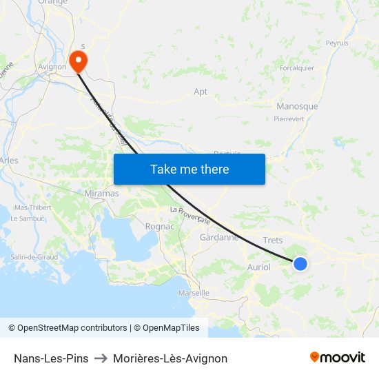 Nans-Les-Pins to Morières-Lès-Avignon map