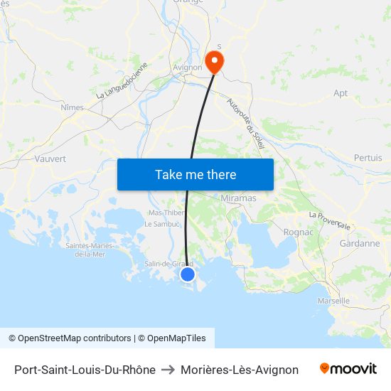 Port-Saint-Louis-Du-Rhône to Morières-Lès-Avignon map