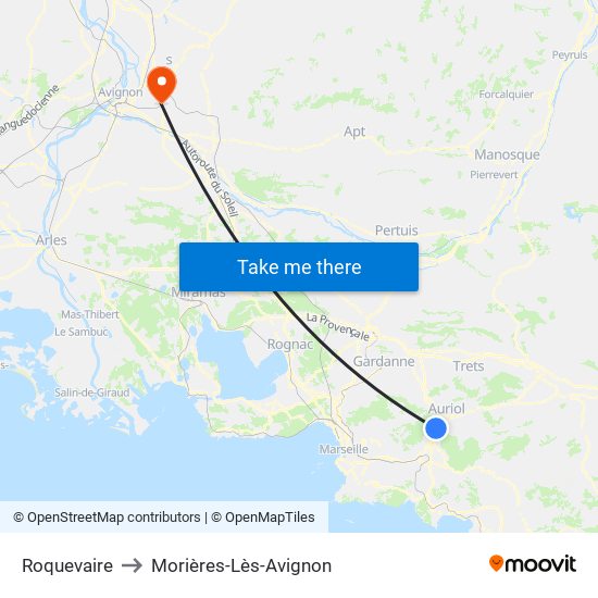 Roquevaire to Morières-Lès-Avignon map